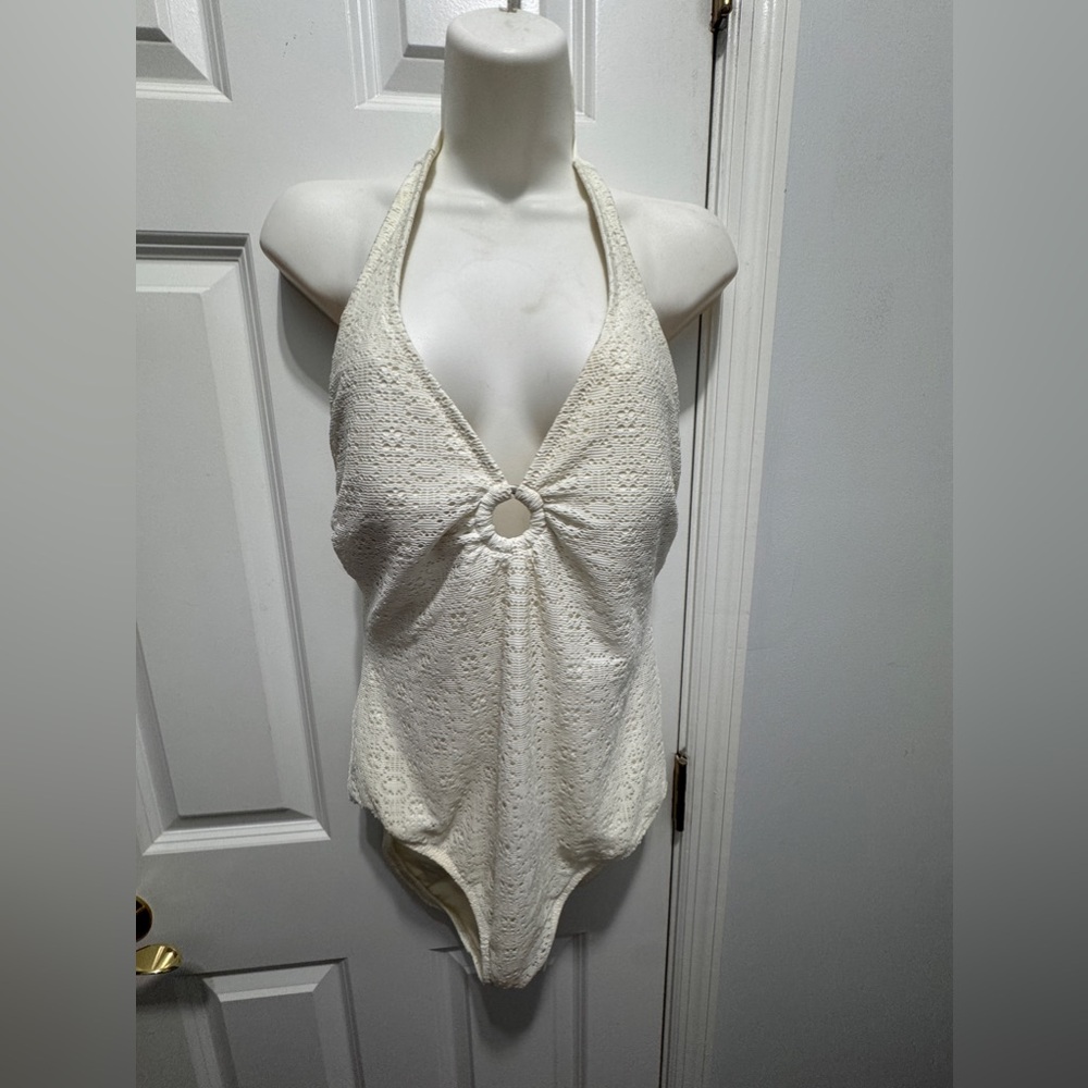 Lands End size 12 white one piece Halta swimsuit